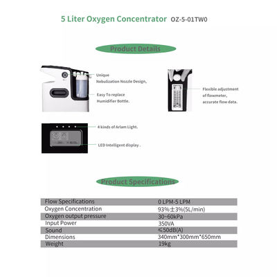 Hastane 5 Lpm Akıllı Kontrol Sistemi 5 Litre Oksijen Makinesi
